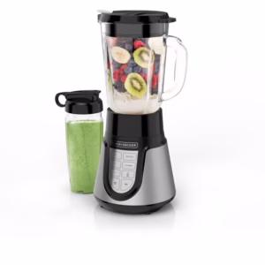 BLACK+DECKER Quiet Blender, 48 oz Glass Jar, Personal Jar, 1000W