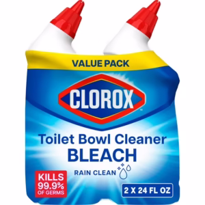 Clorox Toilet Bowl Cleaner w/Bleach, Rain Clean, 24 fl oz, 2 Pack