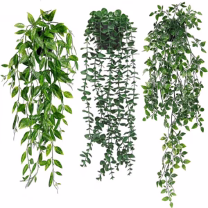 KIRIFLY Indoor Faux Hanging Greenery Eucalyptus Plants (3 Pack)