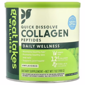 Great Lakes Wellness Quick Dissolve Collagen Peptides, Daily Wellness, Unflavored, 7 oz (198 g)